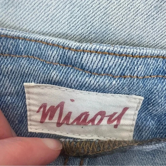 Miaou Distressed Tommy Grommet Hole Straight Leg Jeans Light Wash Size 24 - Picture 5 of 6